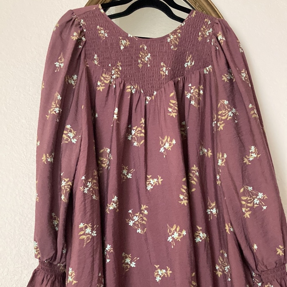 Long sleeve floral dress with puff sleeves